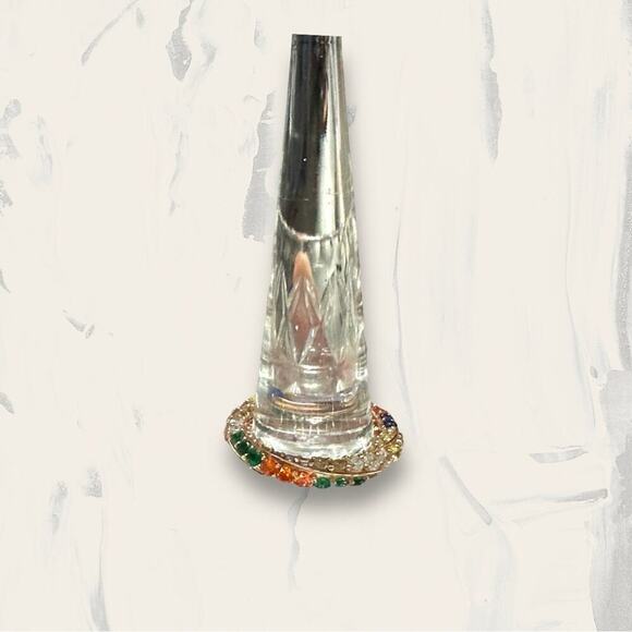 Rose Gold‎ Toned Rainbow Rhinestone Gem Twist Ring Size 5.5 Estimated - Picture 1 of 3